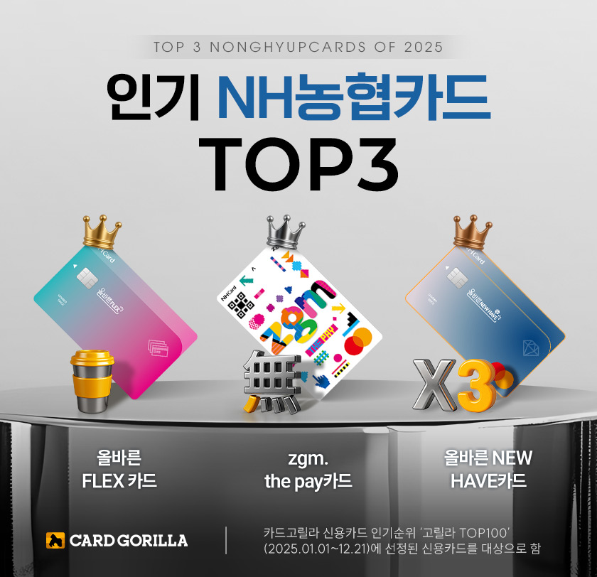 카드고릴라 : 2025 카드사 인기 신용카드 순위 총결산 - NH농협카드