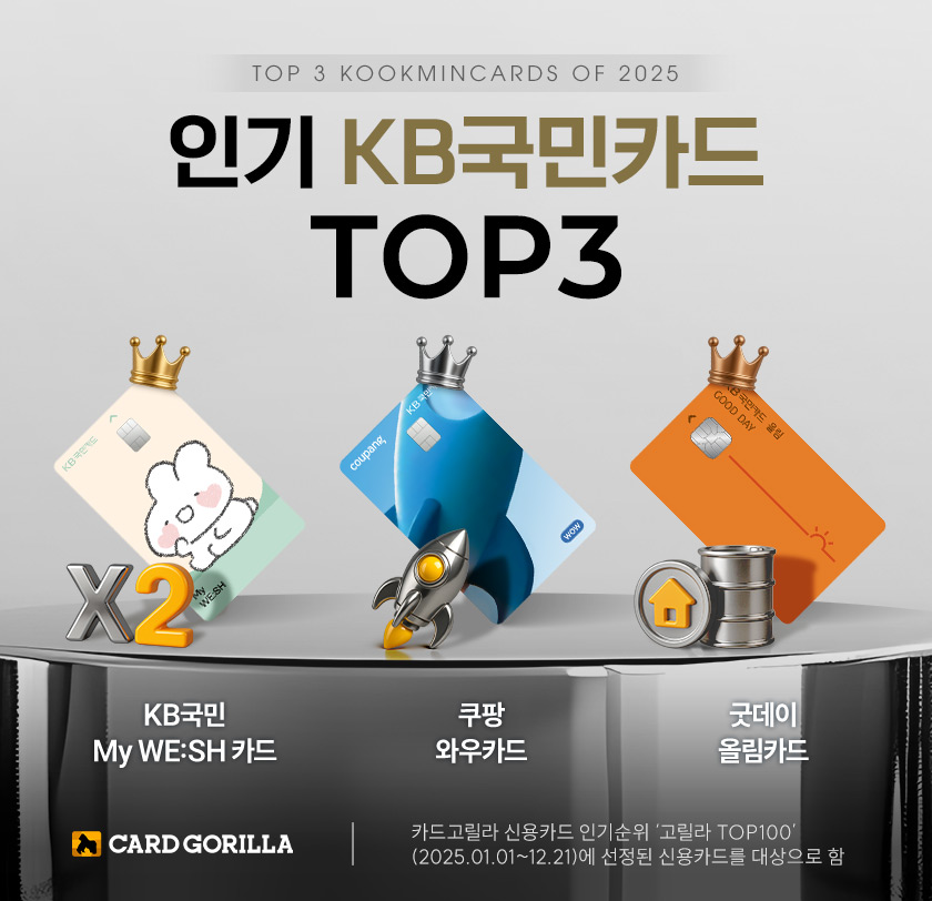 2025 카드사 인기 신용카드 순위 총결산 - KB국민카드 추천 TOP3